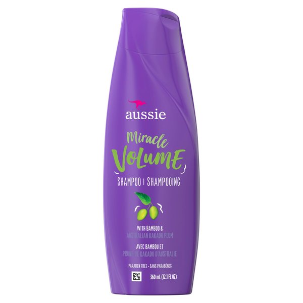 Aussie For Fine Hair, Paraben-free Miracle Volume Shampoo, W/Plum and Bamboo, 12.1 Fl Oz (Pack of 6)
