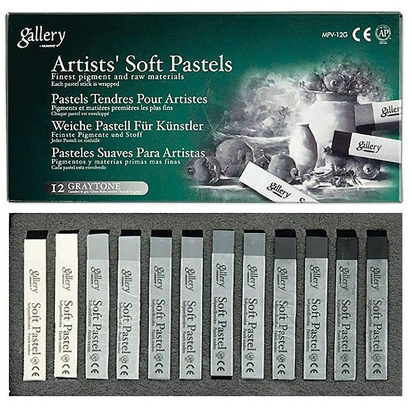 Mungyo Gallery Soft Pastel Squares Cardboard Box Set of 12 - Greys