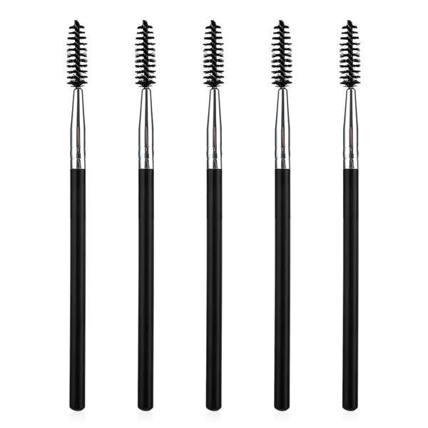 Andibro 5 Pcs Eyelash Brush, Portable Eyebrow Brush Reusable Mascara Brush Wands Portable Spooly Eyelash Eyebrow Brushes Applicators Makeup Lash Spoolies Set for Lash Extensions