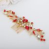 Teyglen Bride Crystal Wedding Hair Comb Red Rhinestone Bridal Side Comb Wedding Hair Accessories Teardrop Crystal Hair Piece Rhinestone Headpiece for Women Bride Girls (Red)