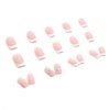 Foccna French Tip Press on Nails Medium, White Fake Nails Square Acrylic False Pink Nails,Artificial Rhinestone Nails for Women and Girls 24 pcs