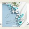 Earent Bride Wedding Turquoise Hair Pins Leaf Hair Accessories Crystal Headpieces Bridal Hair Pieces for Women and Girls(Pack of 2)