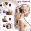 LaaVoo Ponytail Extensions Real Human Hair Balayage Dark Brown to Light Brown Hair Extensions Real Human Hair Ponytail Wrap Around Hair Extensions Ponytail Silky Straight 12 Inch 70 Gram