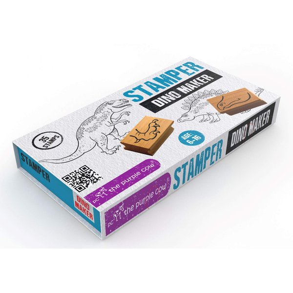 The Purple Cow - Stamper - Dino Maker Stamp Kit for Kids. Paint Stamper for Arts and Crafts. Develop Creativity with 35 Stamps and an Ink pad, for Girls and Boys Ages 6 to 16.