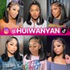 HUIWANYAN Bob Wig Human Hair 13x4 HD Lace Frontal Wig Pre Plucked Hd Lace Front Glueless Wigs Human Hair Wigs Human Hair 180% Density Straight Short Bob Wigs For Black Women Natural Color 12 Inch