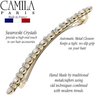Camila Paris GA266 4.25 Inch Skinny Hair Barrette Clip Gold with Multiple Rounds Swarovski Crystals Stones, French Hair Accessories for Women, Handmade. Styling Girls Hair Ornaments. Made in France