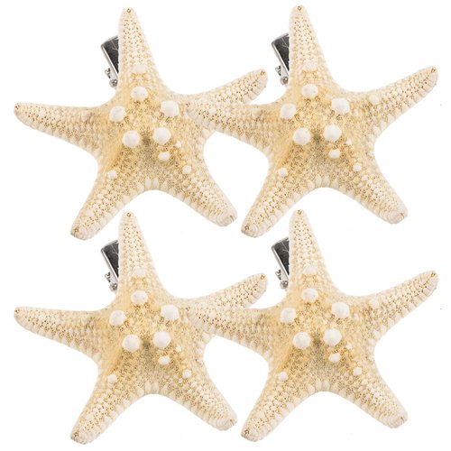 Beaupretty 4pcs Hair Clip, Natural Handmade Beach Hairpin Mermaid Accessories for Women Girls ( Random Sizes and Colors )