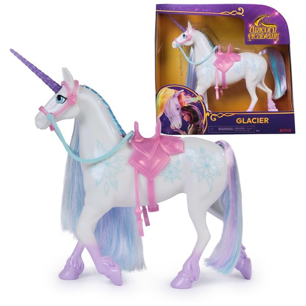 Unicorn Academy, Glacier Unicorn with Head Movement, 2 Riding Accessories, 11”, Compatible with Layla Fashion Doll, Dolls & Unicorn Toys for Girls
