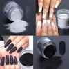 Superfine French Nail Glitter Powder - Black White Snow Design Sugar Shiny Effect Candy Glitter Flakes Pigment Dust Gel Polish Manicure Accessories DIY Crafts (2 Bottles) (MN 2pcs (3))