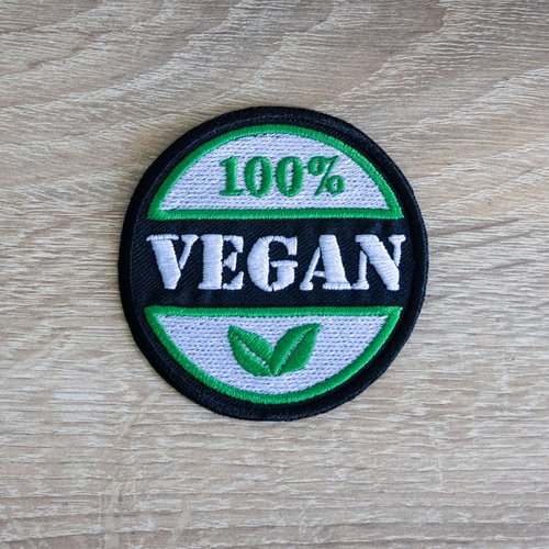 100% Vegan Embroidered Patch – Iron-On, 3.3 x 3.3 inches – Eco-Friendly Badge for Jackets & Bags