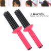 Lwuey Curly Hair Styler Tool, Fluffy Curling Roll Comb Anti Slip Round Brush Wand Portable Volume Curler Combs 17 Teeth Professional Hairstyling Defining Make Up Styling for Salon Home Women Ladies
