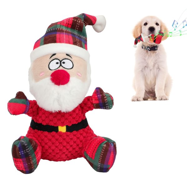 YUEPET Christmas Dog Squeaky Toys, Plush Dog Toys for Cleaning Teeth, Funny Santa Interactive Dog Toys Suitable for Puppies Small Medium Dogs