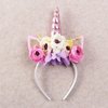 Nishine Girls Glitter Unicorn Horn Headband Camellia Pony Head Band Flower Hair Band Tiara for Party Birthday Gift (Pink)