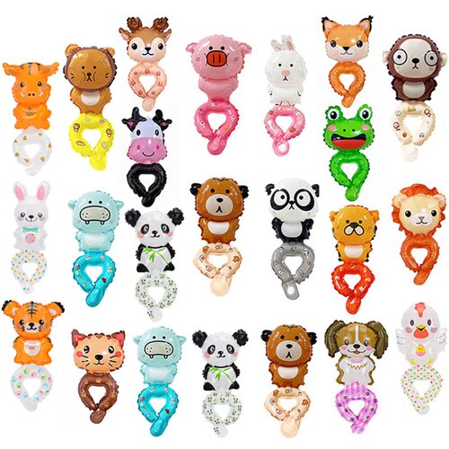 50pcs Cartoon Zoo Animal Wrist Ballon Wildlife Safari Balloon Animals Balloons bracelets for Jungle Theme Birthday Party Favors, Assorted Style