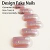 Press On Nails Short，Acrylic Nails Press on ，Short Square Press on Nails Fake Nails Glossy False Nails with Chrome Press ons Fashion Designs Artificial Nails Stick on Nails for Women Girls 24Pcs