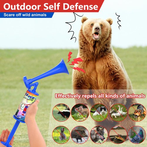 Handheld Air Horn, Super Loud Noisemakers Bear Horn Self Defense Reusable Air Pump Horns Sports and Marine Signal Safety Alarm Horn for Boating, Sports Events, Graduation, Birthday Parties