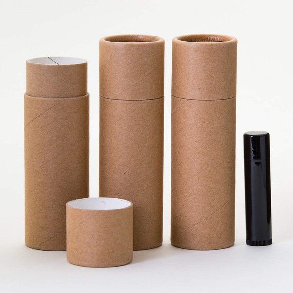 3 OZ Kraft Brown Paperboard Lip Balm/Salve/Cosmetic/Deodorant Tubes (100)