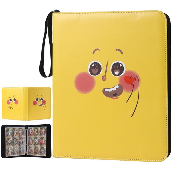 Card Binder for Cards, 9-Pocket Portable Card Collector Album Holder Book Fits 900 Cards with 50 Removable Sleeves, Trading Card Binder Display Storage Carrying Case for TCG yellow
