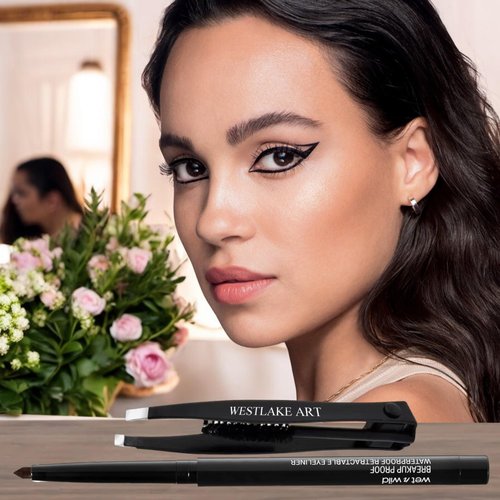 westlake art Proof Eyeliner,Eyebrow Pencil Black Brown,0.01oz,Bundled Eyebrow Tweezers,Eye Liner Pencil Brown,Dark Brown Eye Pencil,Waterproof,Smudge-Resistant, Quick-Dry,16-Hour Wear-[Pack of 2]