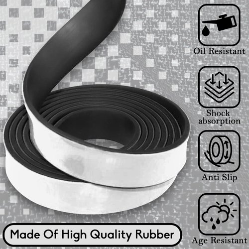 NABOWAN Self Adhesive Rubber Strips 1/16" (.062") Thick x 1" Wide x 120" Long, Self Stick Solid Rubber Roll, Perfect for Shock Absorption Gasket, Weather Stripping, DIY Projects