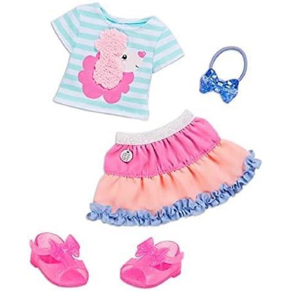 Glitter Girls – Poodle Cuddles Fashion Outfit with Hair Bow – 14-inch Doll Clothes and Accessories for Kids Ages 3 and Up – Children’s Toys