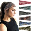 FULZTEY Boho Headbands Fashion Wide Head Bands For Women's Hair Chic Floral Bandanas Elastic Yoga Workout Sweat Headwraps Soft Fabric Hairbands Non Slip Turban Hair Accessories For Teenage Girls 6Pcs