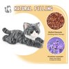 Cuckool Gray Tabby Cat Stuffed Animals, Microwavable Stuffed Animals Heating Pad for Cramps, Pain Stress Relief, Heatable & Coolable Lavender Scented Plush Toys for Anxiety, Women Kids Bedtime
