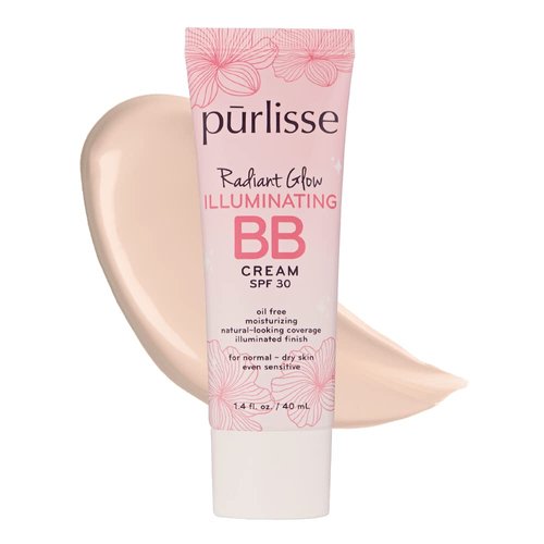 pūrlisse Radiant Glow Illuminating BB Cream Spf30 (Fair) Hydrating and Moisturizing Natural Organic Cruelty-free Sulphate & Paraben Free For All Skin Even Sensitive Skin 1.4 Fl Oz (Light)