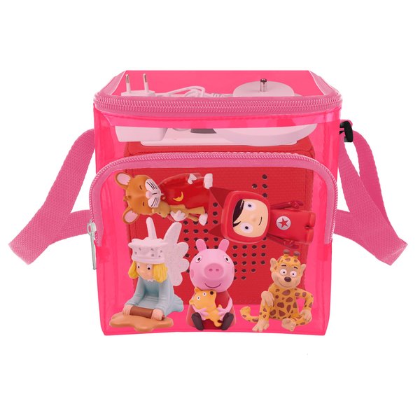 Annmore Carrying Case for Tonies Figures and Box, Clear Bag compatiable with Toniebox, Car Organizer for Tonie Characters, Pink