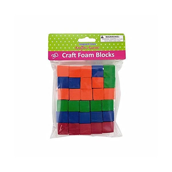 Foam Blocks 19mm Assorted Colors Set of 30 Pc
