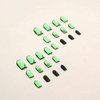Foccna Comic Press on Nails Medium, Acrylic Fake Nails Square Cartoon False Nails Green,Artificial Nails for Women and Girls- 24 pcs