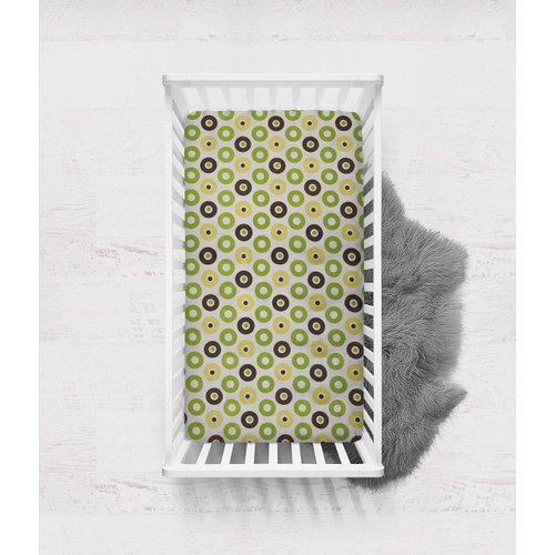Mod Dots/Stripes Green/Choco Dots Crib Fitted Sheet