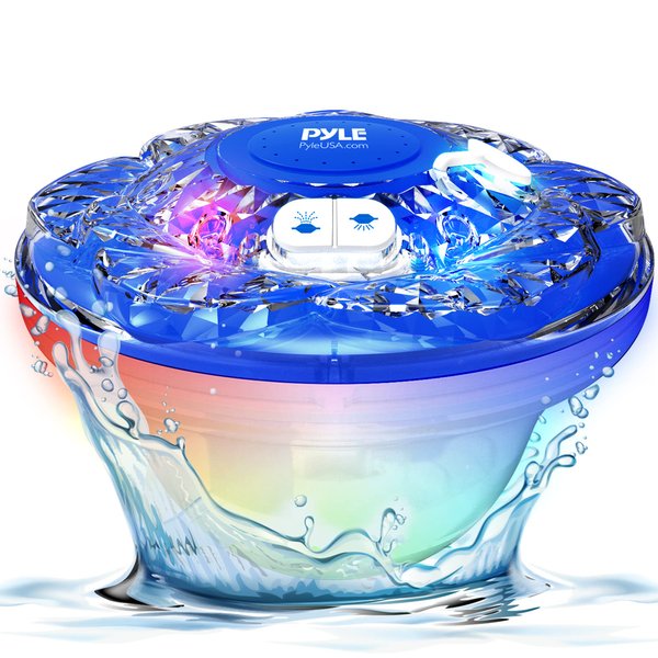 Pyle PLEDFN8.5 Fountain with 6 Mode LED Light Show, Water Resistance IP68, Built in Rechargeable Battery, Floating Sprinkler for Swimming Pools & Pond, Multi-Color