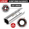 LLNDEI 3/8-Inch Drive Spark Plug Socket Set 7PCS, SAE & Metric, 5/8-inch, 3/4-inch, 13/16-inch, 14mm, 18mm, CR-V Steel Mirror Finish Sockets with Rubber Retaining Rings, Universal Joint, Extension Bar