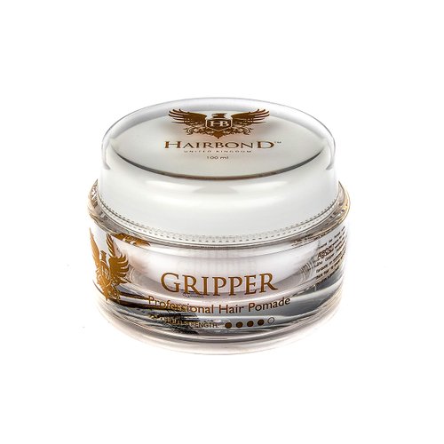 Hairbond United Kingdom Gripper Professional Hair Pomade (100ml) mens deluxe water based hair styling product for men MEDIUM HOLD and HIGH SHINE FINISH