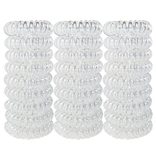 Reazana 27 Pieces Spiral Hair Ties No Crease Coil Hair Ties Phone Cord Hair Ties Waterproof Elastic Hair Bands Traceless Ponytail Holder Coils 1.6inch(4cm) for Women and Girls (Colorless)