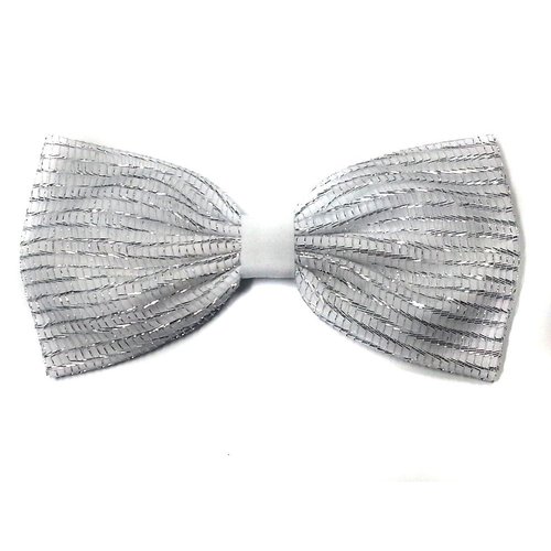 White Glitter Tulle Hair Bow-sparkly, Silver-for Girls, for Teens, for Women (Barrette)