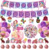 JoJo Birthday Party Supplies, 102 PCS Birthday Decorations Set Include Banner, Latex Balloons, Hanging Swirls, Cake Cupcake Toppers, Stickers Favors for Kids Girls Siwa Theme Party