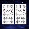 Oottati 2 Sheets Waterproof Small Cute Fake Hand Neck Finger Temporary Tattoos Stickers Cross Heart Deer Anchor Moon Diamond Totem