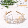 Kesvb Starfish Headband Silver Bride Pearl Hair Band Sea Shell Headpiece Beach Wedding Hair Accessories for Women and Girls