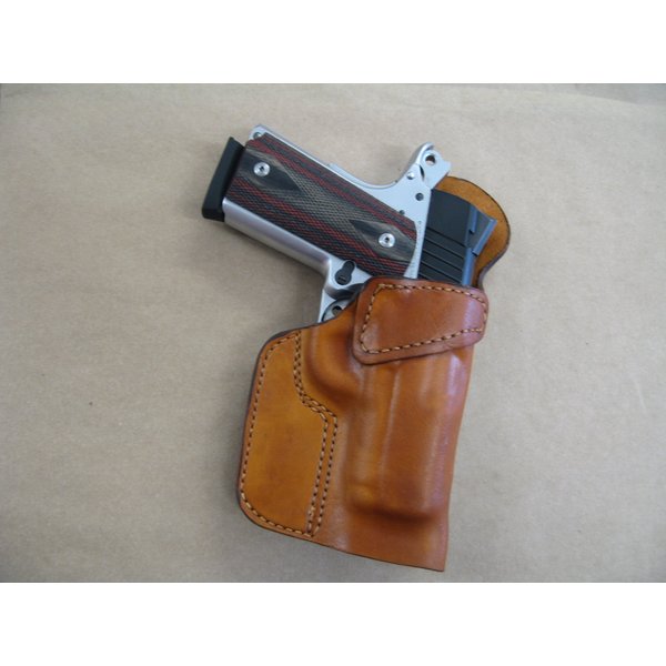 Leather Clip On OWB Belt Concealment Holster for Kimber Super Carry Ultra 1911 Compact CCW - TAN RH