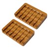 SAMEBUTECO Set of 2 Teak Wood Soap Dishes with Sloped Drain | Bar Soap Holder for Shower, Bathroom Sink, Kitchen | Natural Wooden Soap Saver Tray with Quick-Dry Grooves