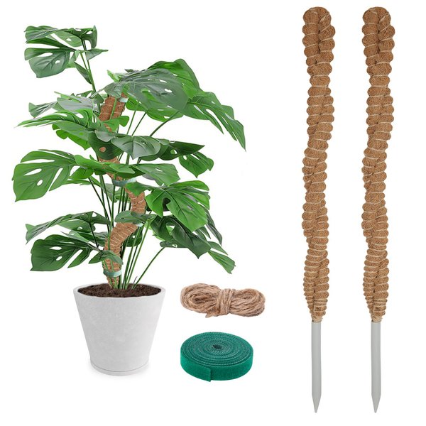 2 Pack 25 Inch Coco Coir Moss Poles for Climbing Indoor Plants - Handmade Plant Support for Creepers to Grow Upwards