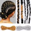 2 Pcs 5M Dreadlock Braids Hair Accessories, Hair Strings for Braids Silver Gold Braiding Hair Deco Styling Shimmer Stretchable African Braided Elastic Cord Ornament Hanging Decorating Gift Wrapping