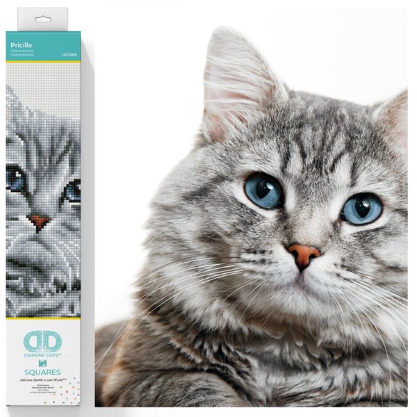 DIAMOND DOTZ ® - Pricilla, Full Drill, Square Dotz, Cat Diamond Painting Kits, Cat Diamond Art, Diamond Art Cat, Diamond Painting Cat, Diamond Painting Kits Cats, 10.6"x12.2"