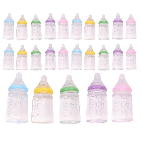 Kichvoe 30 Pcs Doll Bottle Set Miniature Mini Bottle Plastic Mini Milk Bottle Dollhouse Feeding Bottle Novelty Tiny Candy Jar for Baptism DIY Craft