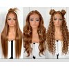 MITIMES Sunkissed Highlights Series, 13x6 Full Glueless Body Wave Lace Frontal Wig Preplucked, Ombre Honey Blonde Synthetic Lace Front Wigs, 4/27 Brown and Blonde Wigs