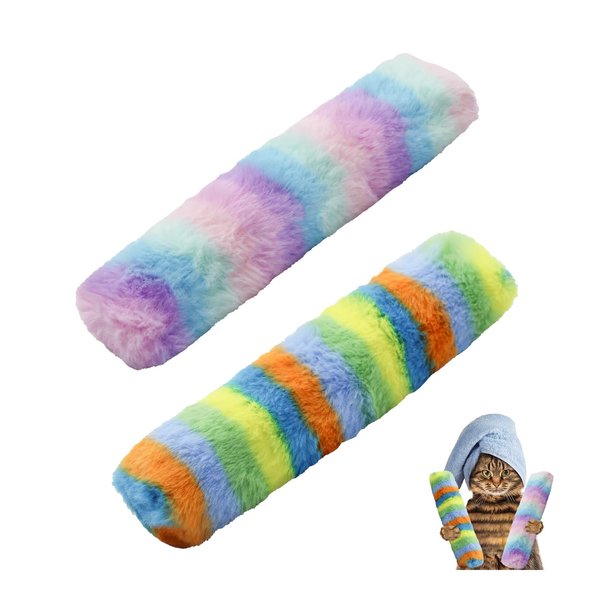 Andiker 2 PCS Catnip Toys for Cats, 9.4 Inches Cat Kicker Toys with Catnip Crinkle Paper Inside Colorful Plush Fabric Soft Cat Pillows Interactive Cat Toys for Indoor Cats Biting Chewing