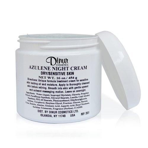Dinur Cosmetics Azulene Night Cream for Dry/Sensitive Skin Good for Hydration Intensive Care Tightens Skin 16 oz./ 454 g