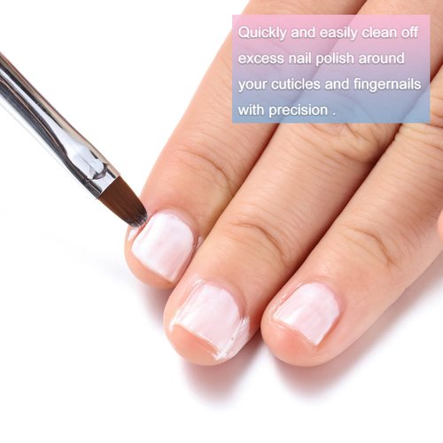 INENK Nail Art Clean Up Brushes,Nail Brushes for Cleaning Polish Mistakes on the Cuticles, Acetone Resistant Nail Brush, Fingernail Cleaning Brushes for Nail Art and Designs (2 Pcs Round&Angled)